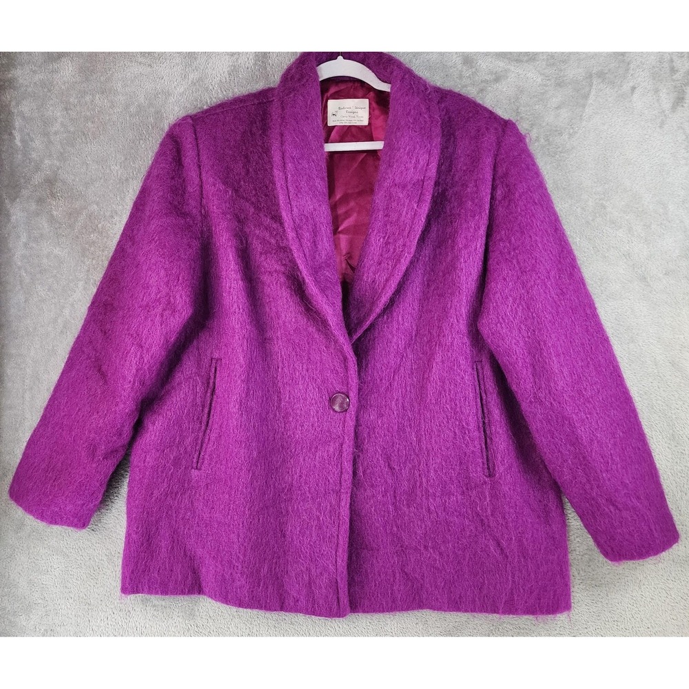 Dolores Unique Designs Coat Womens 3XL Purple Mohair Wool Retro Jacket Texas